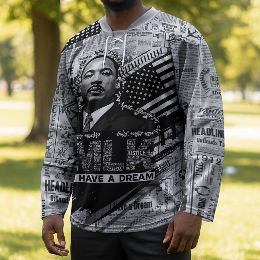 I Have A Dream MLK Hockey Jersey Newspaper Grunge Style - African Pride