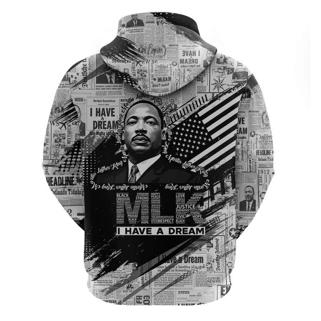 I Have A Dream MLK Hoodie Newspaper Grunge Style - African Pride