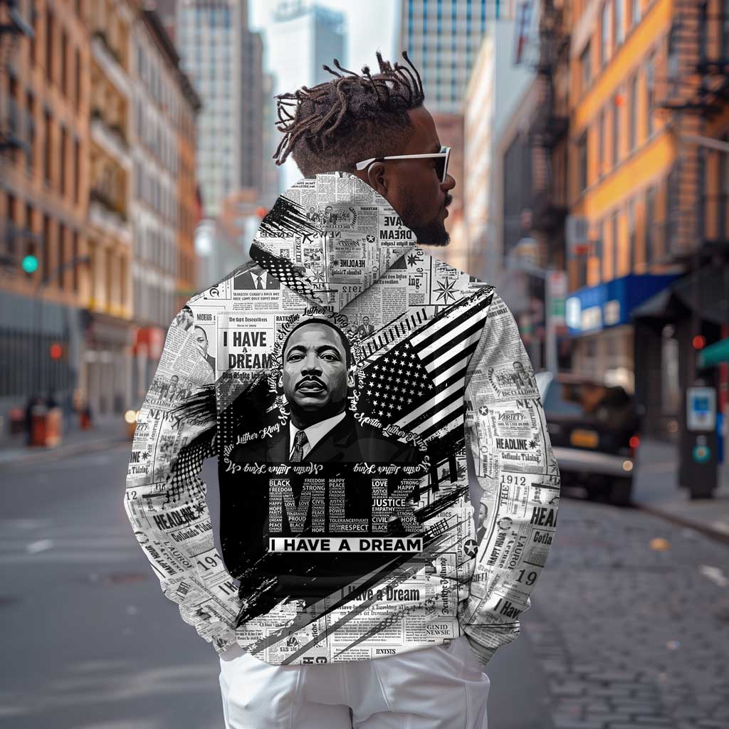 I Have A Dream MLK Hoodie Newspaper Grunge Style - African Pride