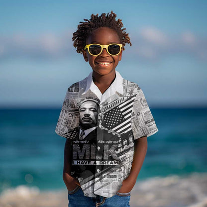I Have A Dream MLK Kid Hawaiian Shirt Newspaper Grunge Style - African Pride
