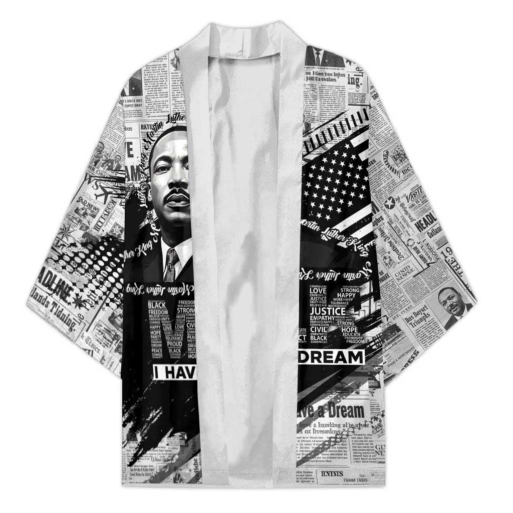 I Have A Dream MLK Kimono Newspaper Grunge Style - African Pride