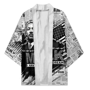I Have A Dream MLK Kimono Newspaper Grunge Style - African Pride