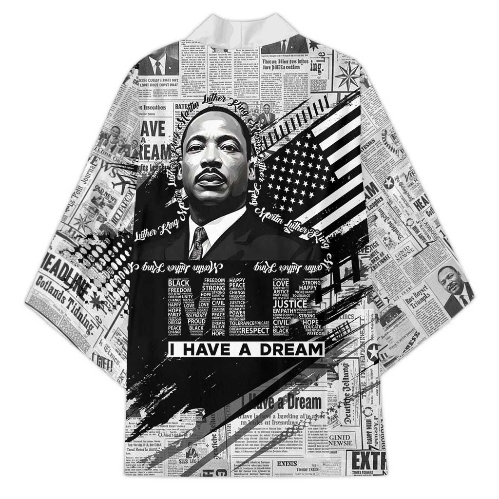 I Have A Dream MLK Kimono Newspaper Grunge Style - African Pride
