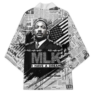 I Have A Dream MLK Kimono Newspaper Grunge Style - African Pride