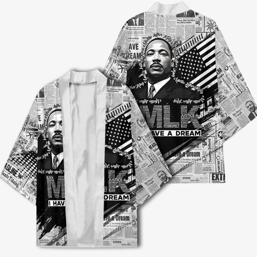 I Have A Dream MLK Kimono Newspaper Grunge Style - African Pride
