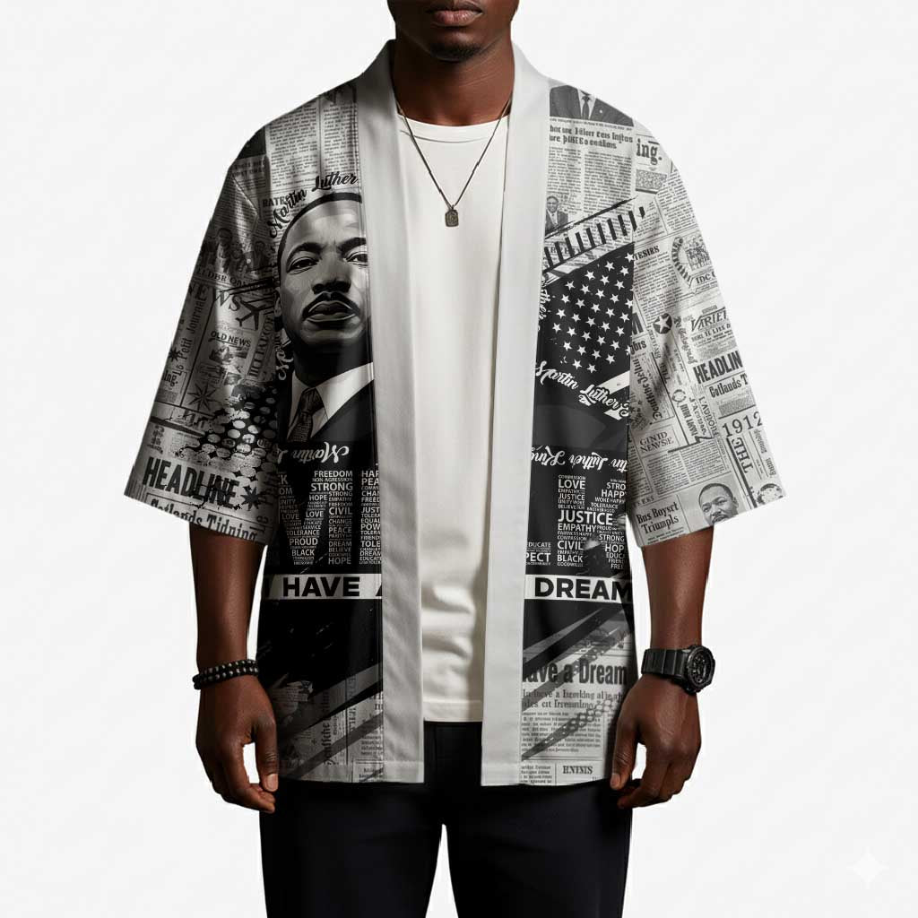 I Have A Dream MLK Kimono Newspaper Grunge Style - African Pride