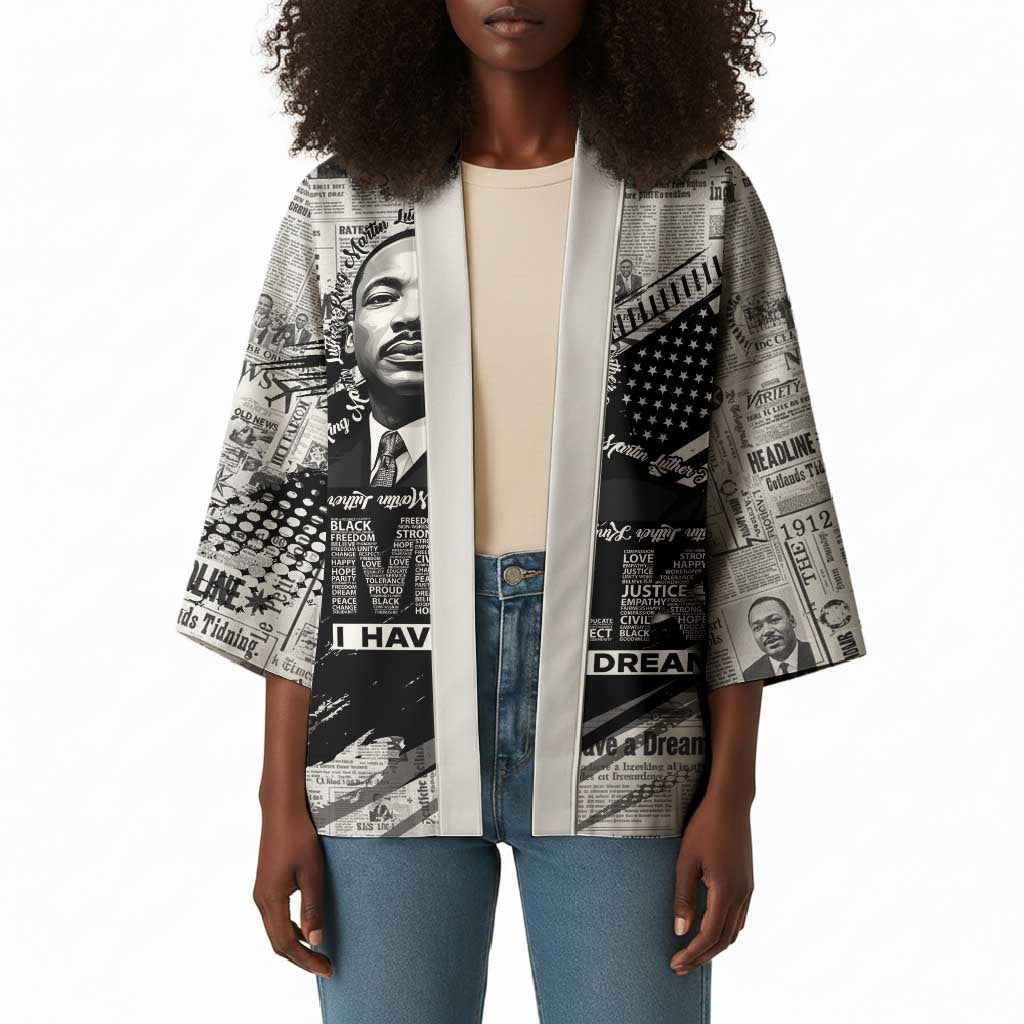 I Have A Dream MLK Kimono Newspaper Grunge Style - African Pride