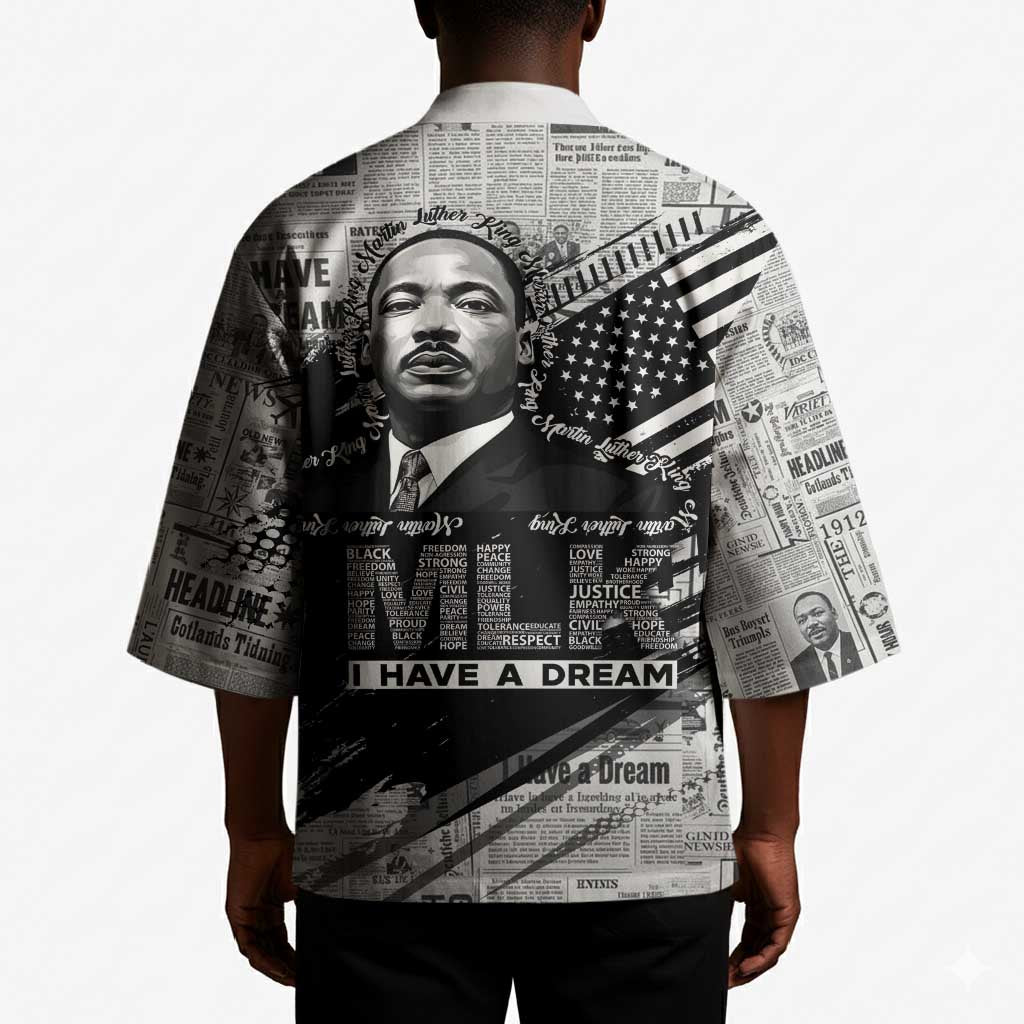 I Have A Dream MLK Kimono Newspaper Grunge Style - African Pride