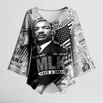 I Have A Dream MLK Kimono Sleeve Blouse Newspaper Grunge Style - African Pride