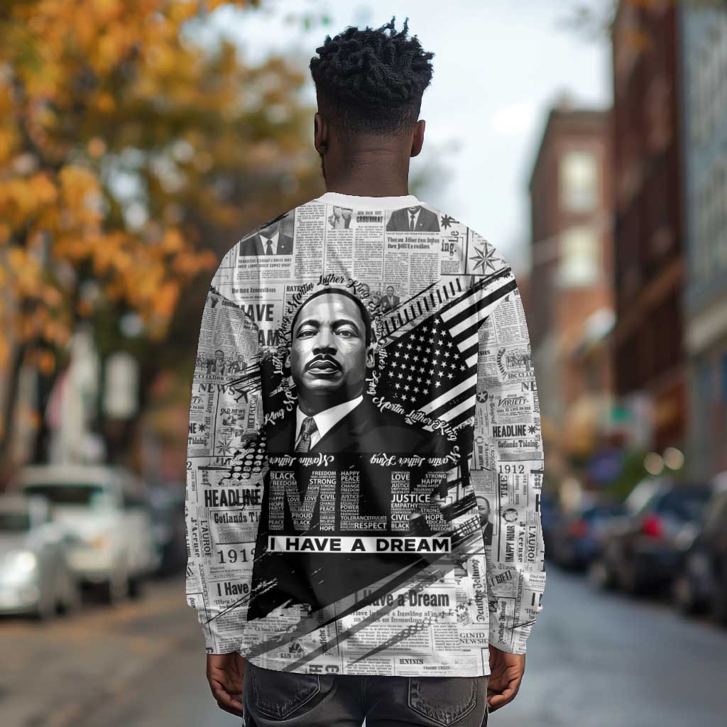 I Have A Dream MLK Long Sleeve Shirt Newspaper Grunge Style - African Pride