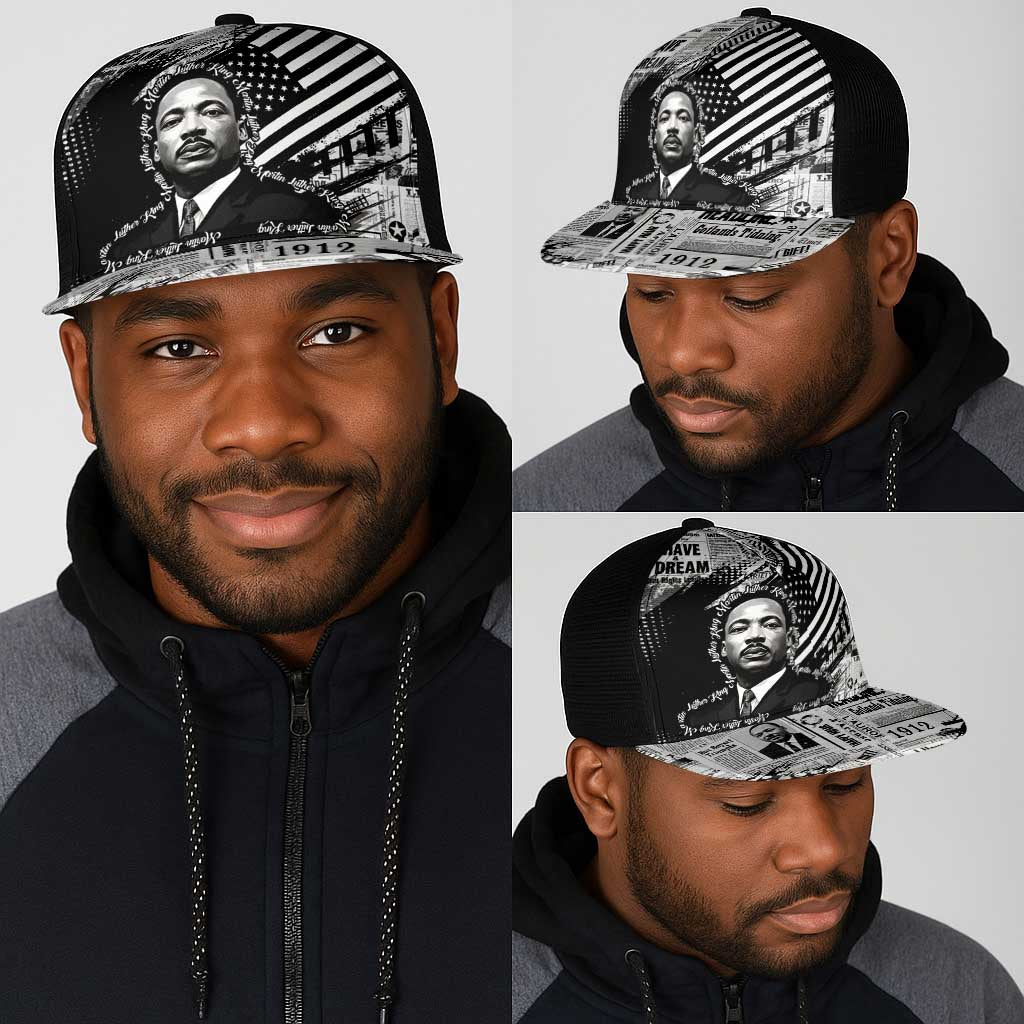 I Have A Dream MLK Mesh Trucker Cap Newspaper Grunge Style - African Pride