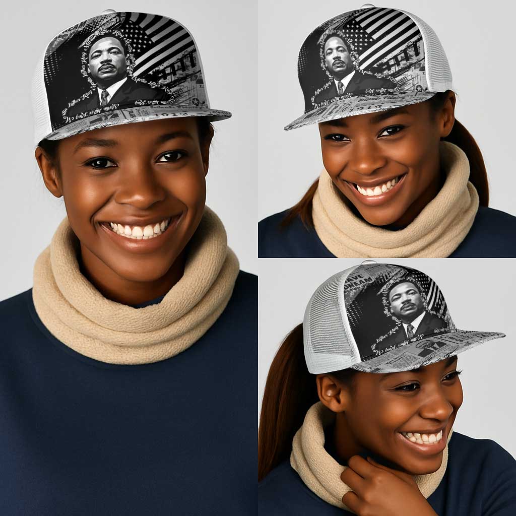 I Have A Dream MLK Mesh Trucker Cap Newspaper Grunge Style - African Pride