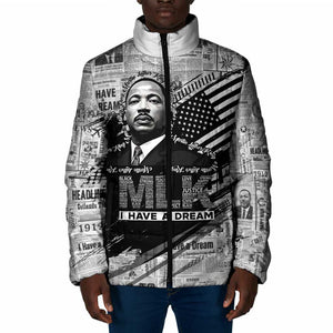 I Have A Dream MLK Padded Jacket Newspaper Grunge Style - African Pride