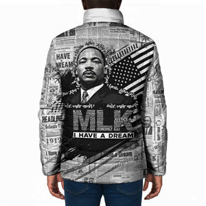 I Have A Dream MLK Padded Jacket Newspaper Grunge Style - African Pride