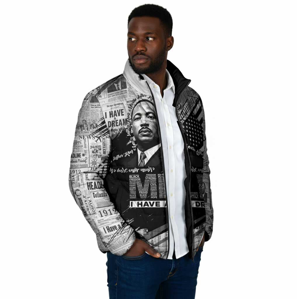 I Have A Dream MLK Padded Jacket Newspaper Grunge Style - African Pride