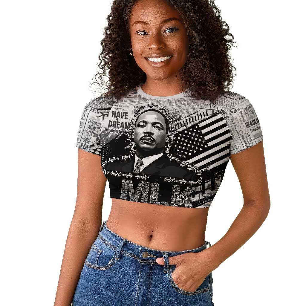 I Have A Dream MLK Raglan Cropped T shirt Newspaper Grunge Style - African Pride