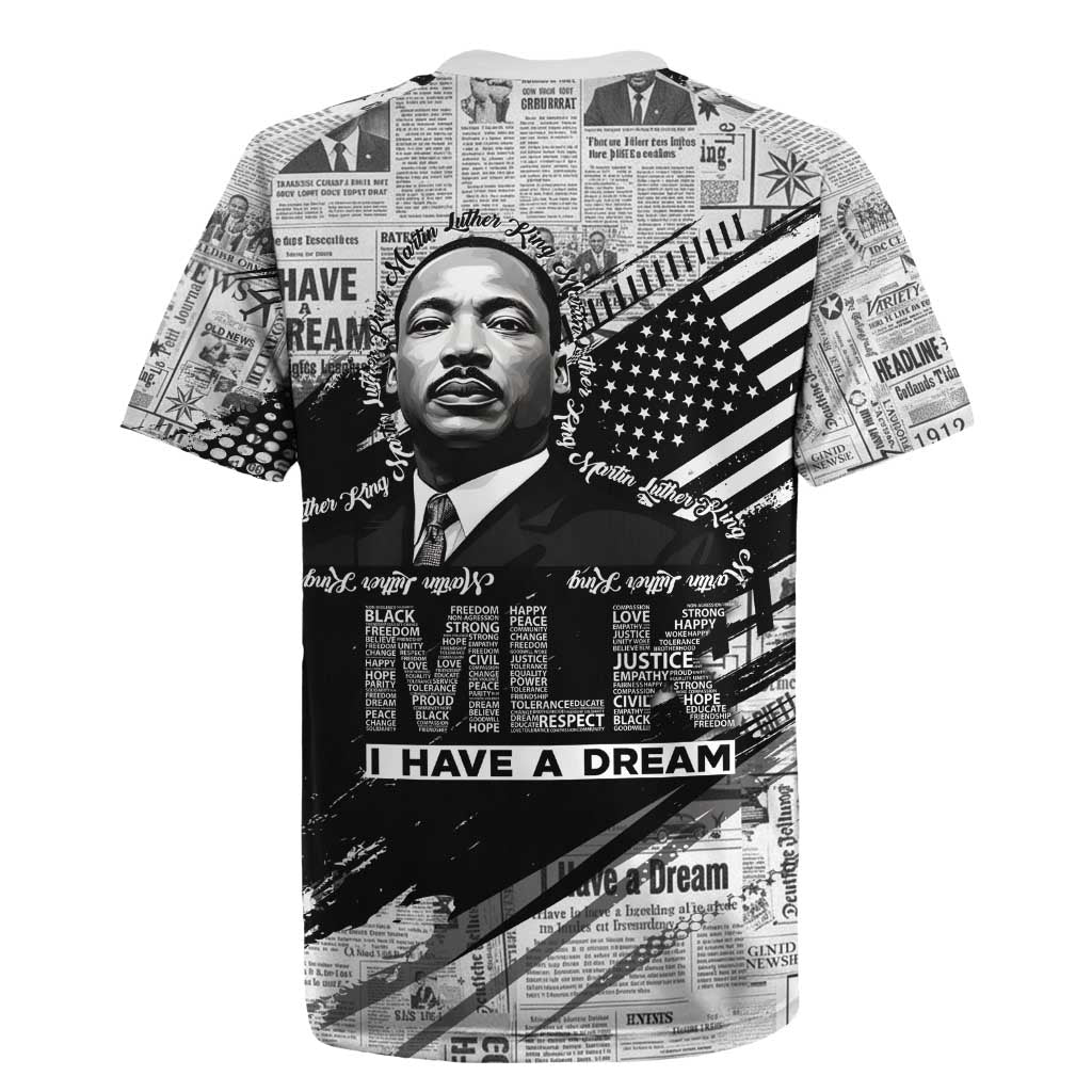 I Have A Dream MLK Rugby Jersey Newspaper Grunge Style - African Pride