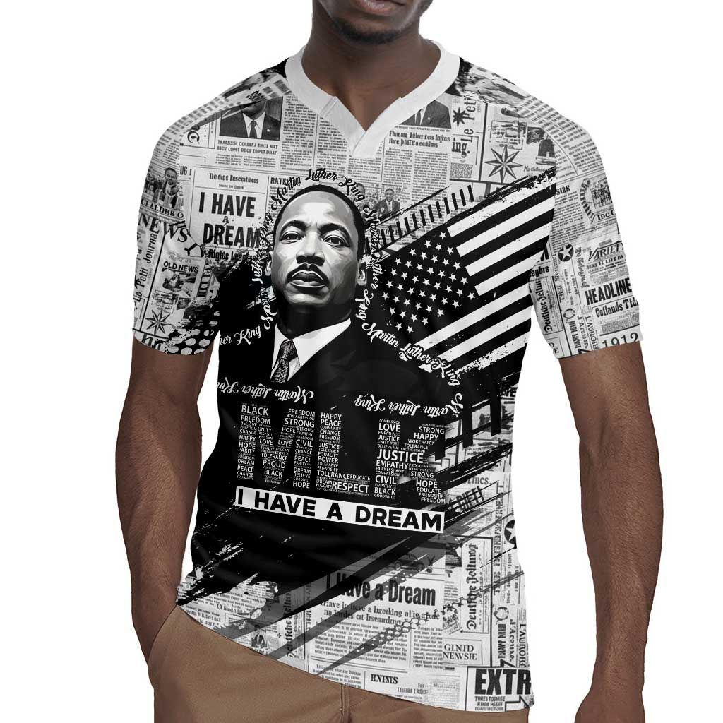 I Have A Dream MLK Rugby Jersey Newspaper Grunge Style - African Pride