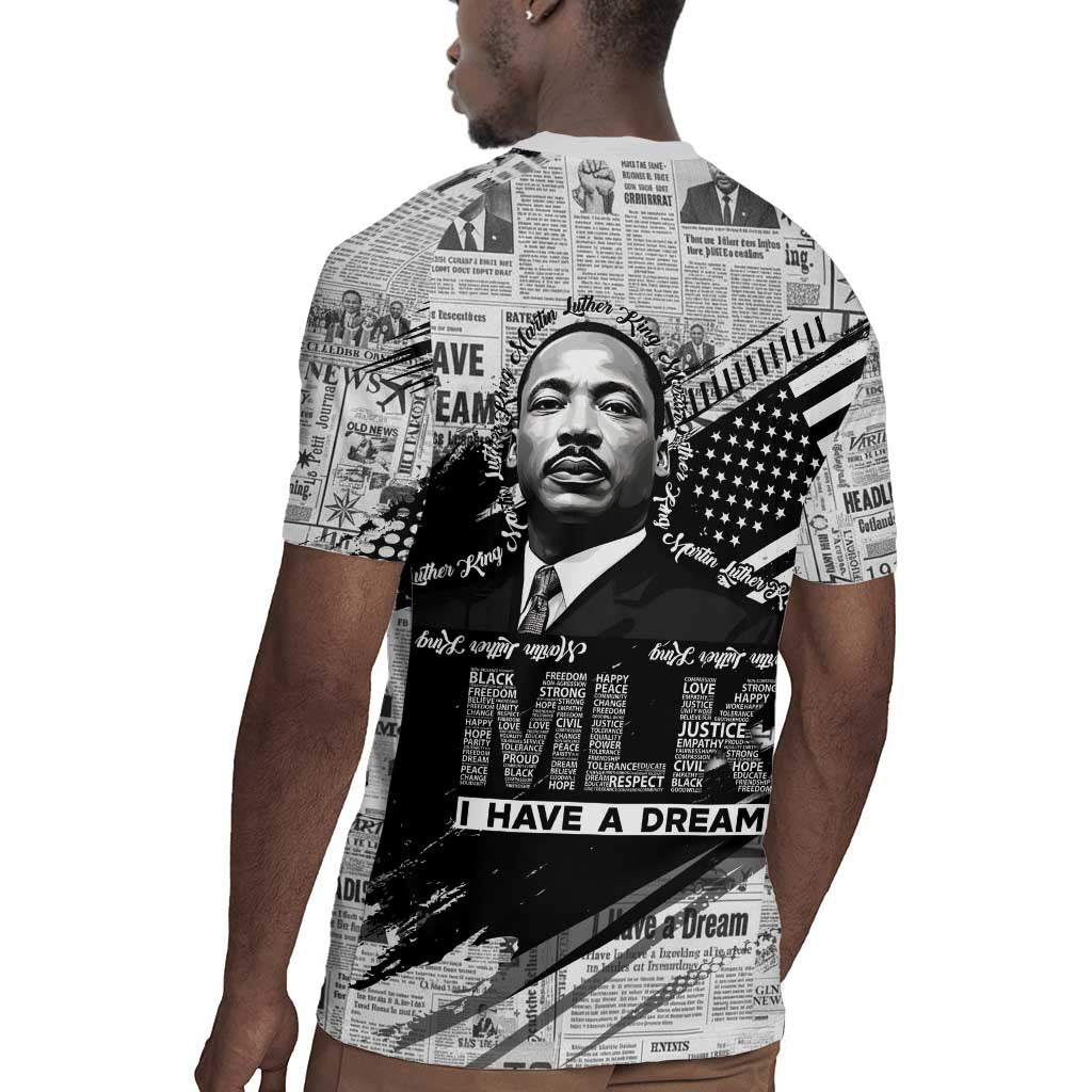 I Have A Dream MLK Rugby Jersey Newspaper Grunge Style - African Pride