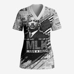 I Have A Dream MLK Scrub Top Newspaper Grunge Style - African Pride