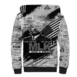 I Have A Dream MLK Sherpa Hoodie Newspaper Grunge Style - African Pride