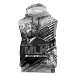 I Have A Dream MLK Sleeveless Hoodie Newspaper Grunge Style - African Pride