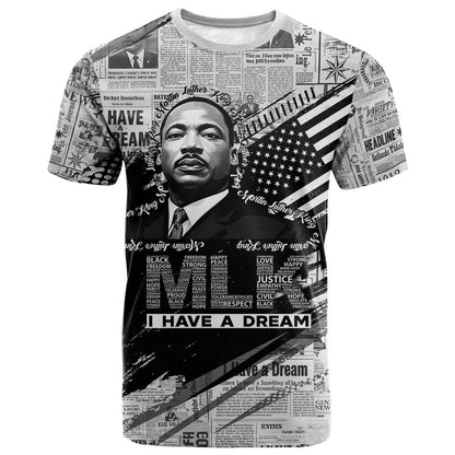 I Have A Dream MLK T shirt Newspaper Grunge Style - African Pride