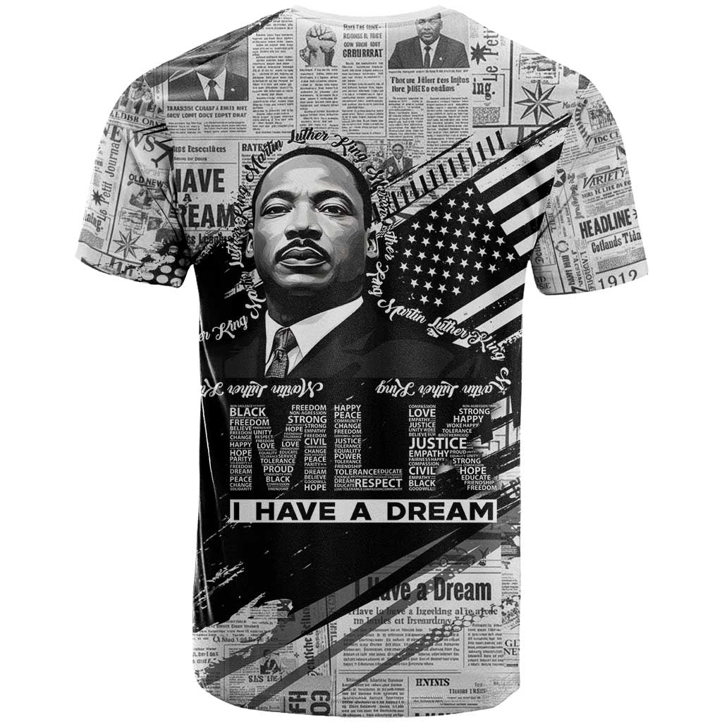 I Have A Dream MLK T shirt Newspaper Grunge Style - African Pride