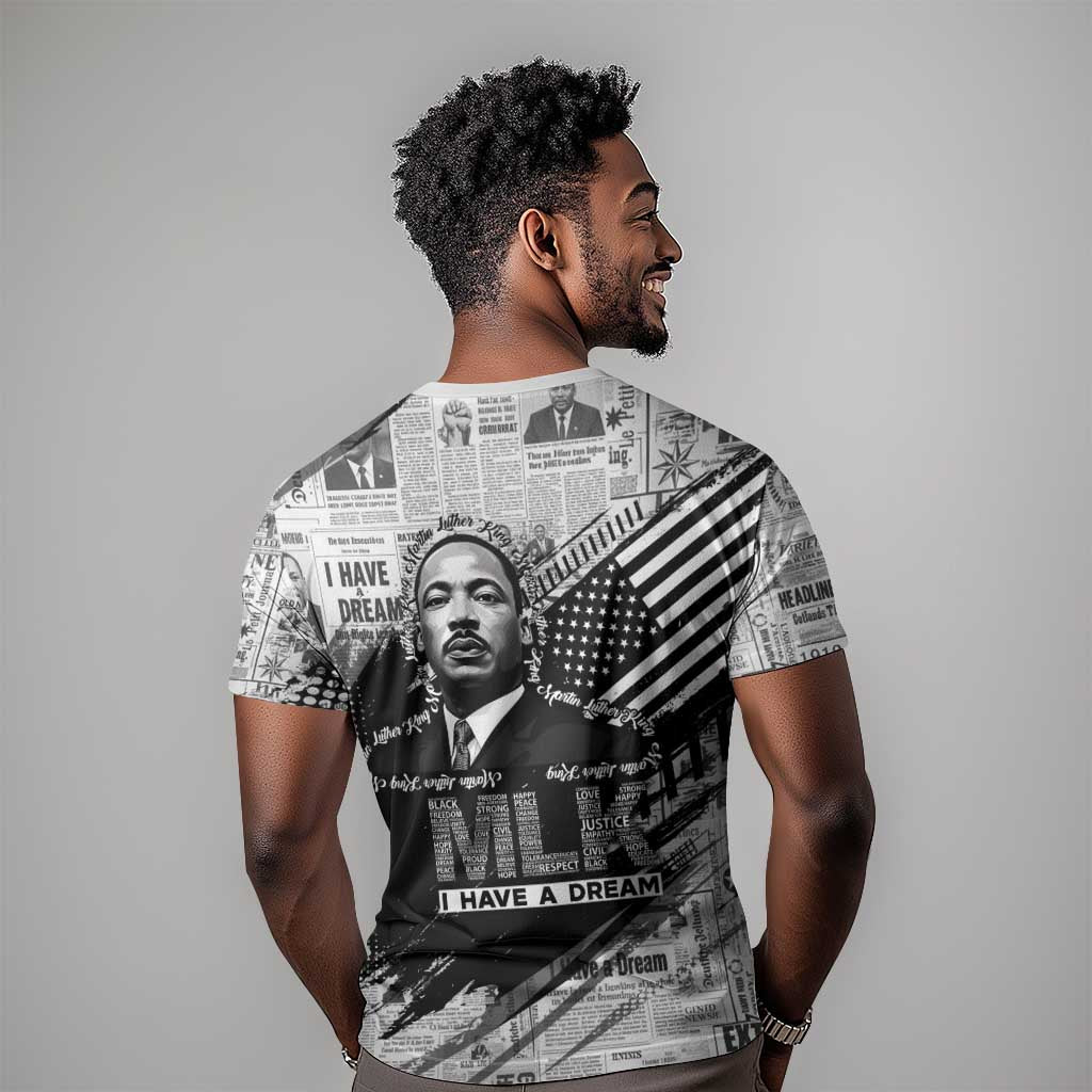 I Have A Dream MLK T shirt Newspaper Grunge Style - African Pride