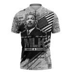 I Have A Dream MLK Zipper Polo Shirt Newspaper Grunge Style - African Pride