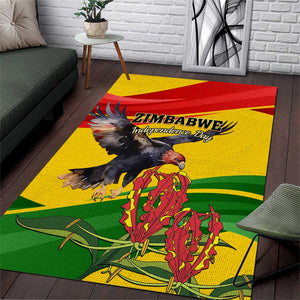 Zimbabwe Independence Day Area Rug Featuring Chapungu Bird and Flame Lily