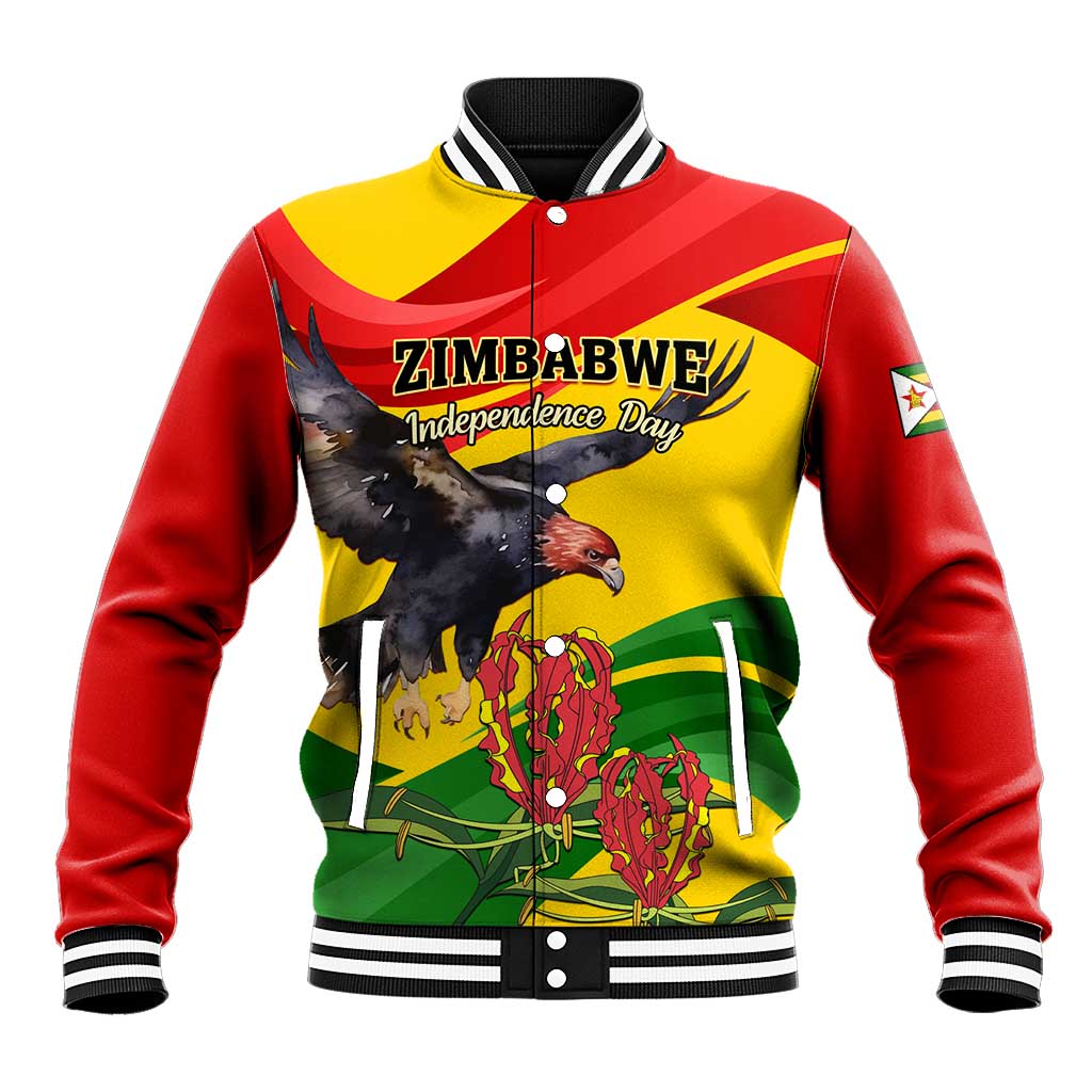 Zimbabwe Independence Day Baseball Jacket Featuring Chapungu Bird and Flame Lily LT01