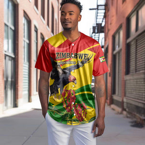 Zimbabwe Independence Day Baseball Jersey Featuring Chapungu Bird and Flame Lily