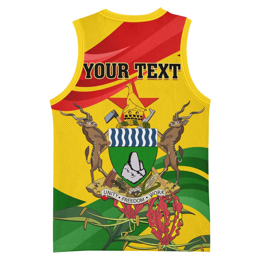 Zimbabwe Independence Day Basketball Jersey Featuring Chapungu Bird and Flame Lily LT01