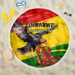 Zimbabwe Independence Day Beach Blanket Featuring Chapungu Bird and Flame Lily