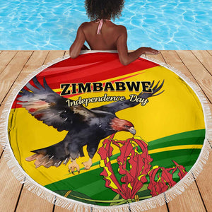 Zimbabwe Independence Day Beach Blanket Featuring Chapungu Bird and Flame Lily