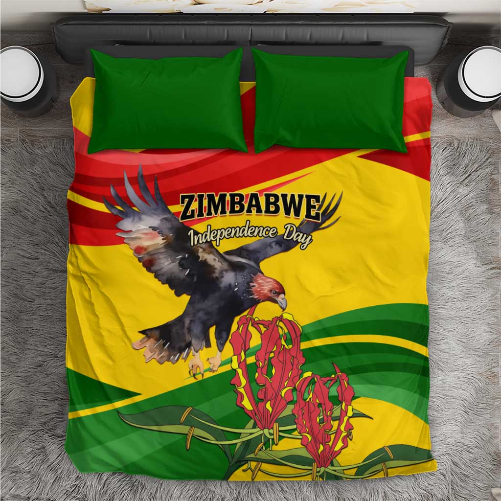 Zimbabwe Independence Day Bedding Set Featuring Chapungu Bird and Flame Lily