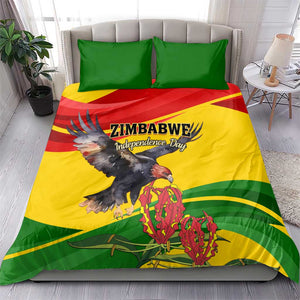 Zimbabwe Independence Day Bedding Set Featuring Chapungu Bird and Flame Lily