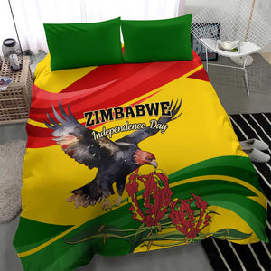 Zimbabwe Independence Day Bedding Set Featuring Chapungu Bird and Flame Lily