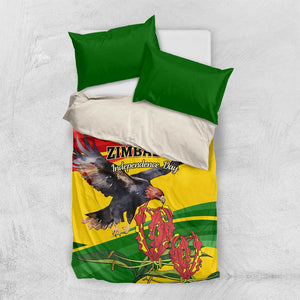 Zimbabwe Independence Day Bedding Set Featuring Chapungu Bird and Flame Lily