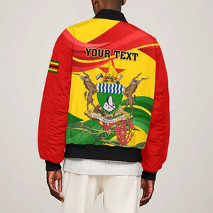 Zimbabwe Independence Day Bomber Jacket Featuring Chapungu Bird and Flame Lily