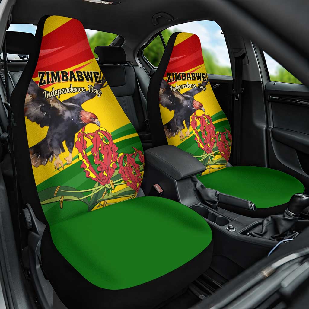 Zimbabwe Independence Day Car Seat Cover Featuring Chapungu Bird and Flame Lily