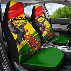 Zimbabwe Independence Day Car Seat Cover Featuring Chapungu Bird and Flame Lily