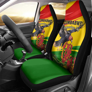 Zimbabwe Independence Day Car Seat Cover Featuring Chapungu Bird and Flame Lily