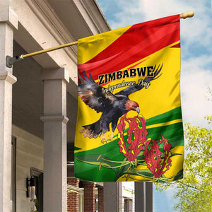 Zimbabwe Independence Day Garden Flag Featuring Chapungu Bird and Flame Lily