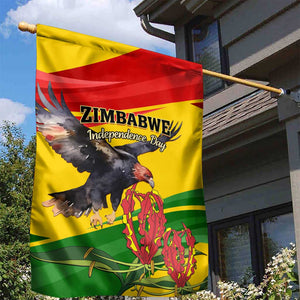 Zimbabwe Independence Day Garden Flag Featuring Chapungu Bird and Flame Lily