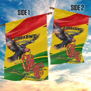 Zimbabwe Independence Day Garden Flag Featuring Chapungu Bird and Flame Lily