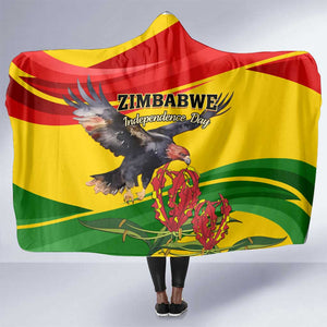 Zimbabwe Independence Day Hooded Blanket Featuring Chapungu Bird and Flame Lily