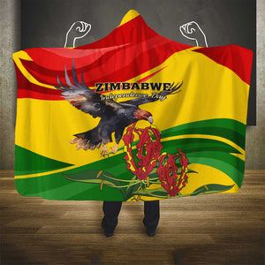 Zimbabwe Independence Day Hooded Blanket Featuring Chapungu Bird and Flame Lily