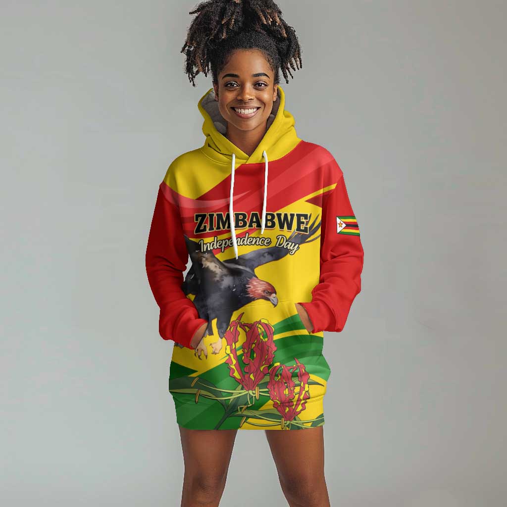 Zimbabwe Independence Day Hoodie Dress Featuring Chapungu Bird and Flame Lily